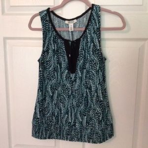White House Black Market Black and Green Multi top Sleeve less SizeXS